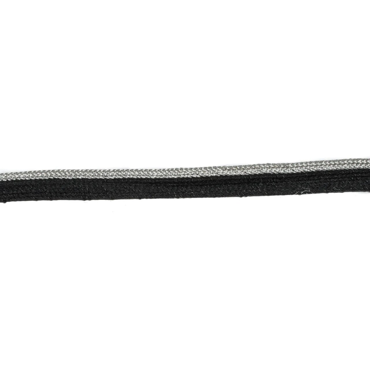 1 Yard Black and Metallic Silver Non Stretch Piping Trim 0.50 Inch